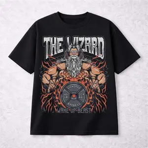 The Wizard Gym Graphic T-Shirt – Barbell Workout Tee, Beast Mode Fitness Shirt, Unisex Cotton Tee