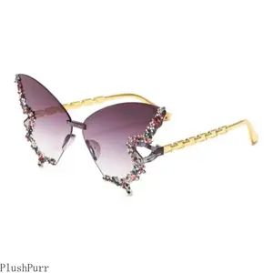 2026 New Arrival Butterfly-Shaped Glasses – Gradient PC Lenses with Small Diamonds, Unisex Style for Summer Parties & Festive Gatherings, TikTokShopBlackFriday Deal