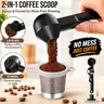 Coffee Scoop with Funnel for Reusable K Cup Refillable Coffee Pods, 2 TBSP Mess-Free Measuring Spoon with Sliding Leveler, Ideal for Ground Coffee, Protein Powder & Tea (1-Pack)
