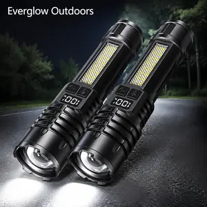 Rechargeable High-Brightness Torch Lights, 2/1 Pack Ultra Bright High Lumen LED Flashlight, 5 Modes Zoomable with LCD Digital Display, Durable ABS Handheld, Ideal for Camping, Emergency Use