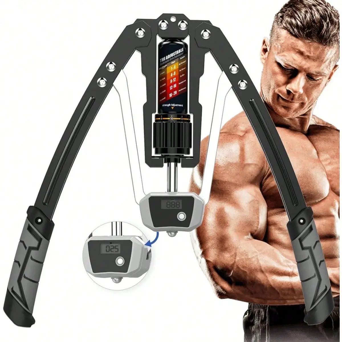 GZXIHTZ Hydraulic Power Twister, Portable Carbon Steel Arm Trainer for Home Workout, Adjustable 22-440 lbs Chest Expander with Smart Rep Counter, Hand Strengthener, Workout Equipment