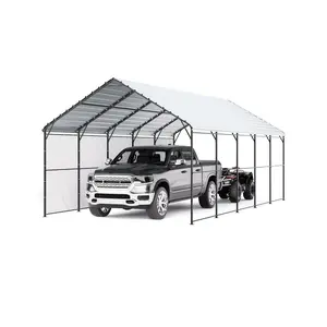 VEVOR Heavy Duty Metal Carport,  13' x 26' Outdoor Carport with Galvanized Steel Frame & Roof, Car Tent Garage Shade with Removable Sidewalls, Multi-Use Car Shelter for Pickup, Boat, Car & Tractors