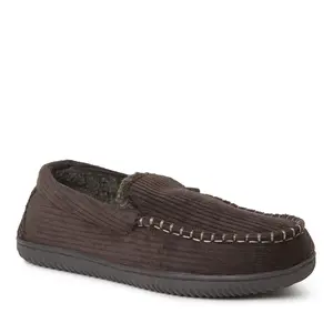 Dearfoams Men's Niles Corduroy Moccasin House Shoe Slipper