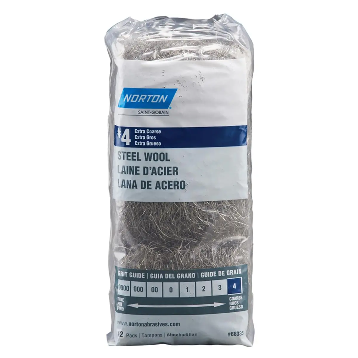 212 MAIN Norton Extra Coarse Grade 4 Steel Wool Metal Scrubbing Pad - Pack of 12, Cleaner for Reptile & Amphibian Pet Supplies, Rust Removal, Compresses