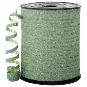 984 Feet (984) Glitter Curl Ribbon - Metallic Green Christmas Party Decoration, Suitable for Christmas Gift Wrapping - Durable Polyester Ribbon, Christmas Style, Party Arrangement, Christmas Party Decoration Supplies