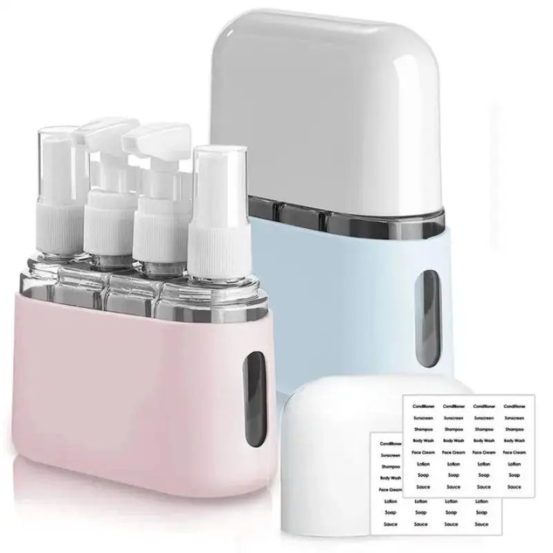 Travel Size Packaging Bottle, 2 Sets 8 Counts Refillable Spray Bottles with Organizer Storage Box, Portable Leak Proof Travel Containers Set for Toile