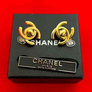 Pre-owned CHANEL Brass Small Leather Goods Coco Mark Earrings