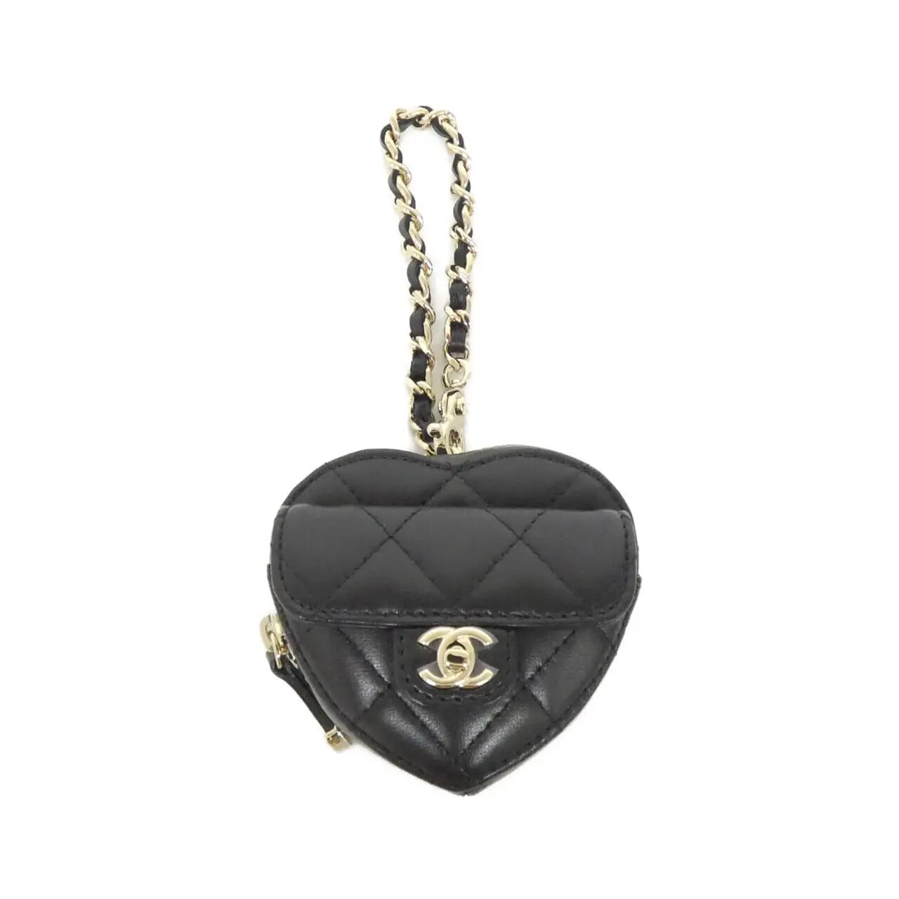 Pre-owned CHANEL Lambskin Small Leather Goods Bag Charm Key Holder