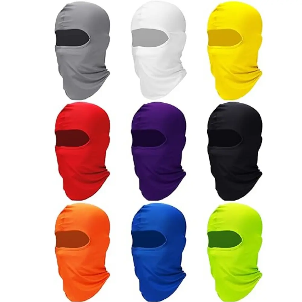 Unisex 9-Piece Polyester Outdoor Sports Hat Set - Full Face Cover Mask, UV-Proof Sun Protection Cooling Balaclava, Neck Gaiter Scarf, Windproof Ski Cap