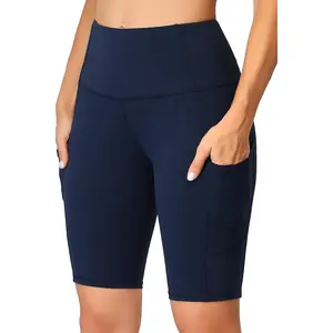 Oalka Women'S Short Yoga Side Pockets High Waist Workout Running Shorts