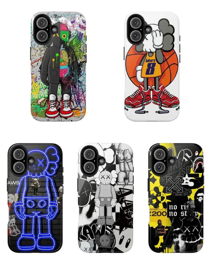 Aesthetic KAWS Tough Rubber Smartphone Case - Cool, Fashionable Cellphone Accessory for All iPhone Models, Handheld Device Protection