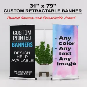 Custom Retractable Banner with Stand | 31" x 79" | Personalized Trade Show, Business, Event, or Party Display