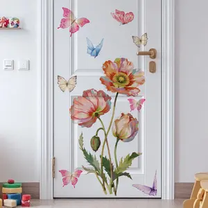 A (30*60cm) butterfly and flower 2D flat wall sticker, Wall Decal, home decoration self-adhesive wall sticker, Flower Design, M20234