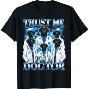 Im A Dogtor Funny Black Labrador Dog Lightning Bootleg Meme T-Shirt