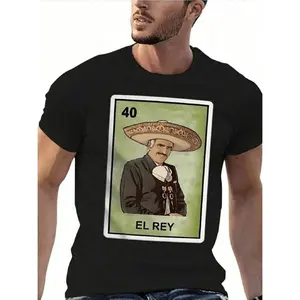 Women's Vintage Mexican-Themed Cotton T-Shirt, Streetwear Tee, Comfy Soft Breathable Top Featuring El Rey Graphic & Formal Attire Design, Casual Wear for Events & Daily Use, Fast US Warehouse Shipping summerwins