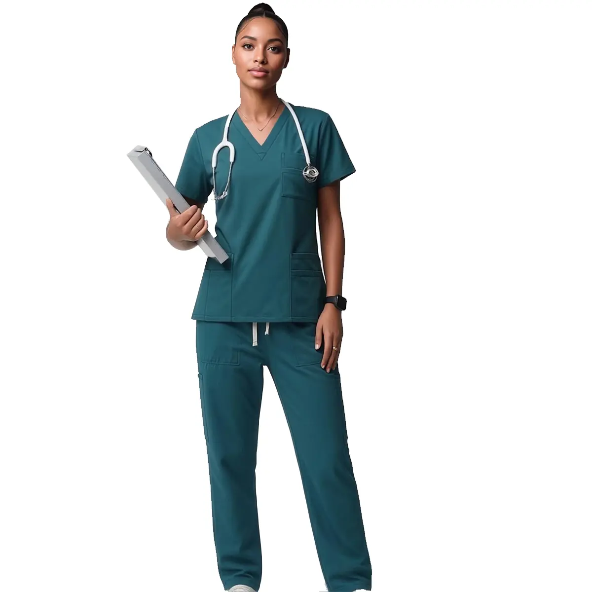 VICOGARD Classic Fit Scrub Set for Women - V-Neck Top & Straight Leg Pants - Professional Medical Uniform - High Performance Nursing Wear Womenswear Breathable