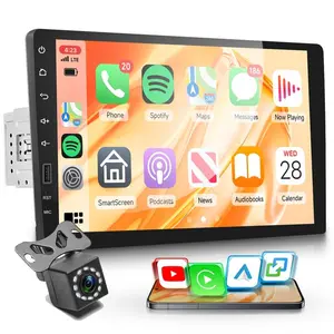 Single Din Car Stereo with Wireless Carplay Android Auto You-Tube, 9" IPS Touch Screen Car Radio 1 Din with backup Camera Car Audio Receiver Support Mirror Link Bluetooth FM USB EQ SWC