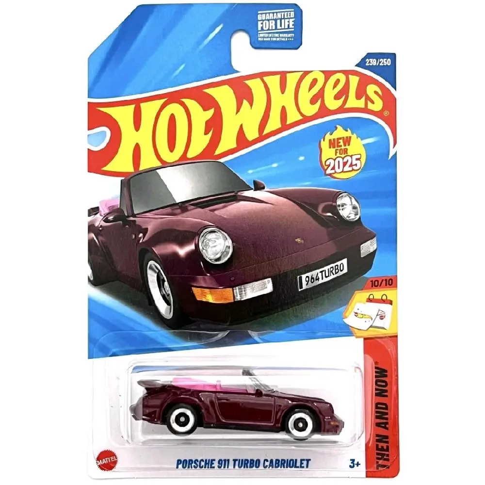 2025 New Hot Wheels Porsche 911 Turbo Cabriolet - Then & Now Series Diecast Model Car, Collectibles for Enthusiasts, Showcases Design Evolution