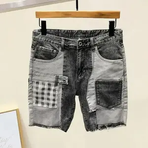 Colorful denim collage shorts, summer men’s multi-pocket denim shorts, loose crinkle (corrugated) denim, street-style casual pants, Cotton GARMENTERY