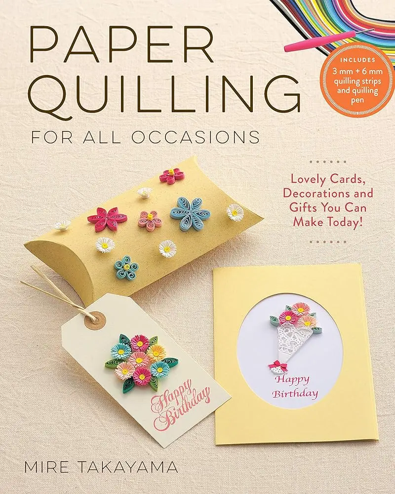 Paper Quilling DIY Craft Kit with 3 mm-6 mm Paper Strips - Over 30 Projects, Easy to Start Quilling, No Prior Quilling Experience Necessary, Unique Guide for Birthday Card Making & Decorative Designs