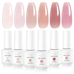 Makartt 6PCS Natural Nude Jelly Pink Gel Polish Set - 8ML,Bubble bath,Nude Nails Nail Art Nail Care