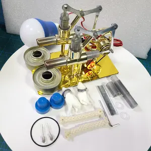 Balanced Twin Cylinder Hot Air Stirling Engine, DIY Kits for Experiment Education, Student Teaching Gifts