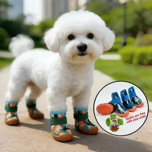 Dog Shoes Pack of Four, Breathable Mesh Outdoor Walking Shoes, Anti-Slip Durable Pet Shoes for Small Dogs, Puppy Shoes, All-Season Dog Footwear, Paw Protector Booties