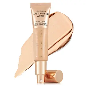 PHOFAY Full Coverage Liquid Foundation Cosmetic - Waterproof Concealer Base, Lightweight Matte Finish, Oil-Control, Smudge-Proof, Acne-Friendly, Flawless Pigment Professional Face Makeup for All Skin Types