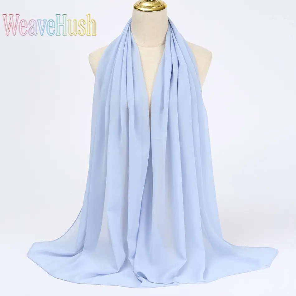 Solid Color Malaysian Style Hijab - Lightweight Breathable Shawl, Casual Headwear for All Seasons Wear, One Size