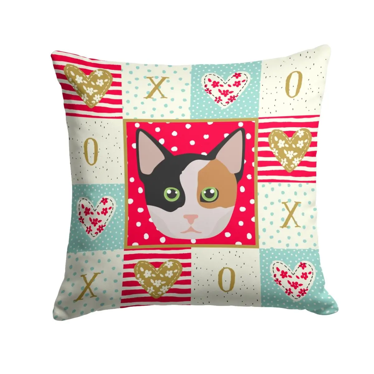 212 MAIN Munchkin Cat Love Square Cushion, 14x3x14 in Polyester Fade-Resistant Soft Padded Cushion for Indoor, Outdoor Use
