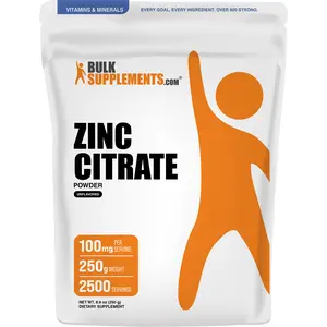 BulkSupplements - Zinc Citrate Powder - Immune - Healthy Skin - 250g - 100mg per Serving