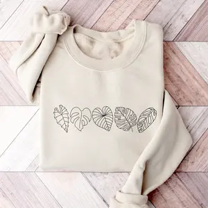 Tropical Llant Leaf Sweatshirt, Minimal Monstera Sweatshirt, Plant Line Art Sweater, Minimal Line Plant Shirt, Houseplant Crewneck, Plant Mom