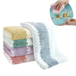 kitchen cleaning dishrag Thickening Kitchen Towels Super Soft Absorbent Coral Velvet Towels Random Colors Gentle Microfiber Rags (Random Colors)
