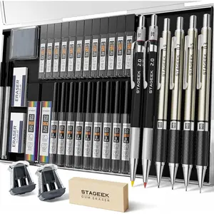 Mechanical Pencil Set with Case 37 Count, Drawing Pencils 0.3, 0.5, 0.7, 0.9MM & 2PCS 2MM Sketching Pencils with 492PCS Lead Refills (6B 4B 2B HB 2H 4H Color) for Artist Drafting Drawing