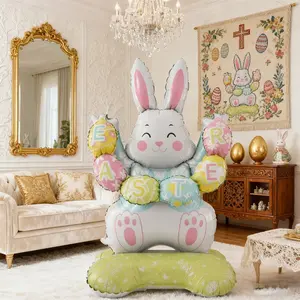 Standing Easter Bunny Balloon Decoration, 59 Inch Letter Rabbit Shape, Birthday Party Celebration, Indoor Outdoor Room Setup, Balloon Party Supplies