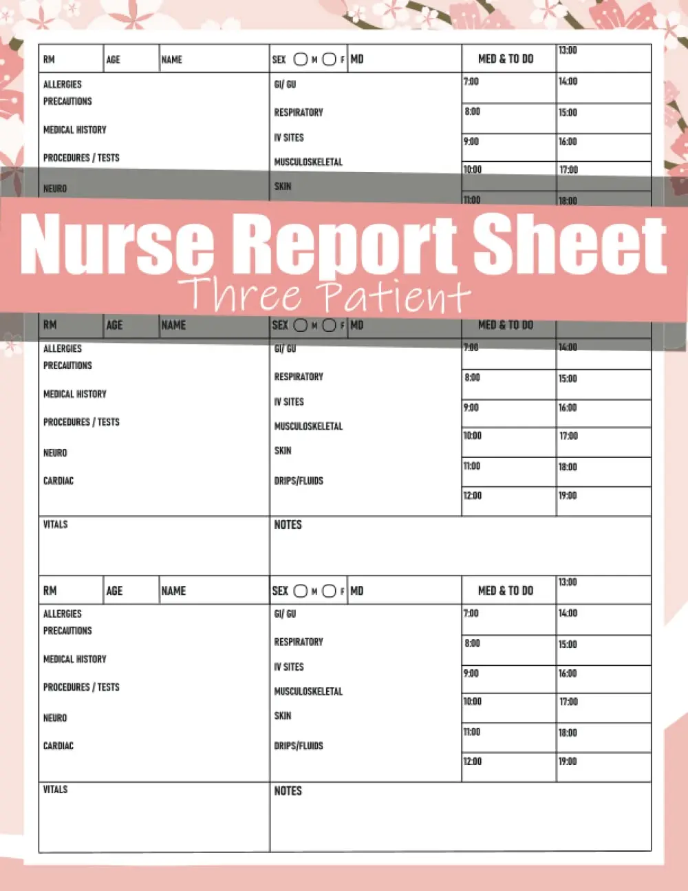 Nurse Report Sheet Notebook For Multiple Patient: Advanced Assessment Report Of The Icu Patient, Great Nursing Student Appreciation Journal Gift(Size 8.5" x 11" inch, 110 Pages).