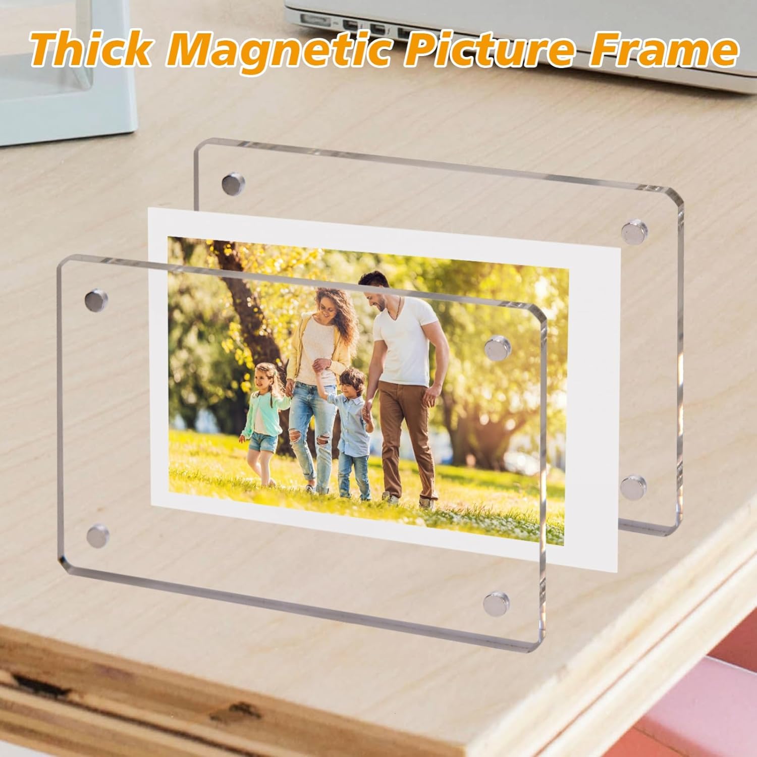 Acrylic mini photo frame suitable for photos - 6 pieces in pack - Magnetic fridge mini frame - For Instax photo display - Double-sided transparent - 2.36 x 3.67 inches