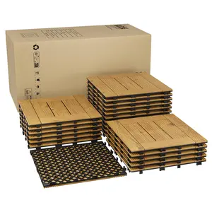 Garvee 22 interlocking solid acacia wood tiles for patio decks, 12 x 12 inches, for indoor and outdoor use, waterproof, suitable for balcony, patio, garden, and pool, suitable for all weather conditions