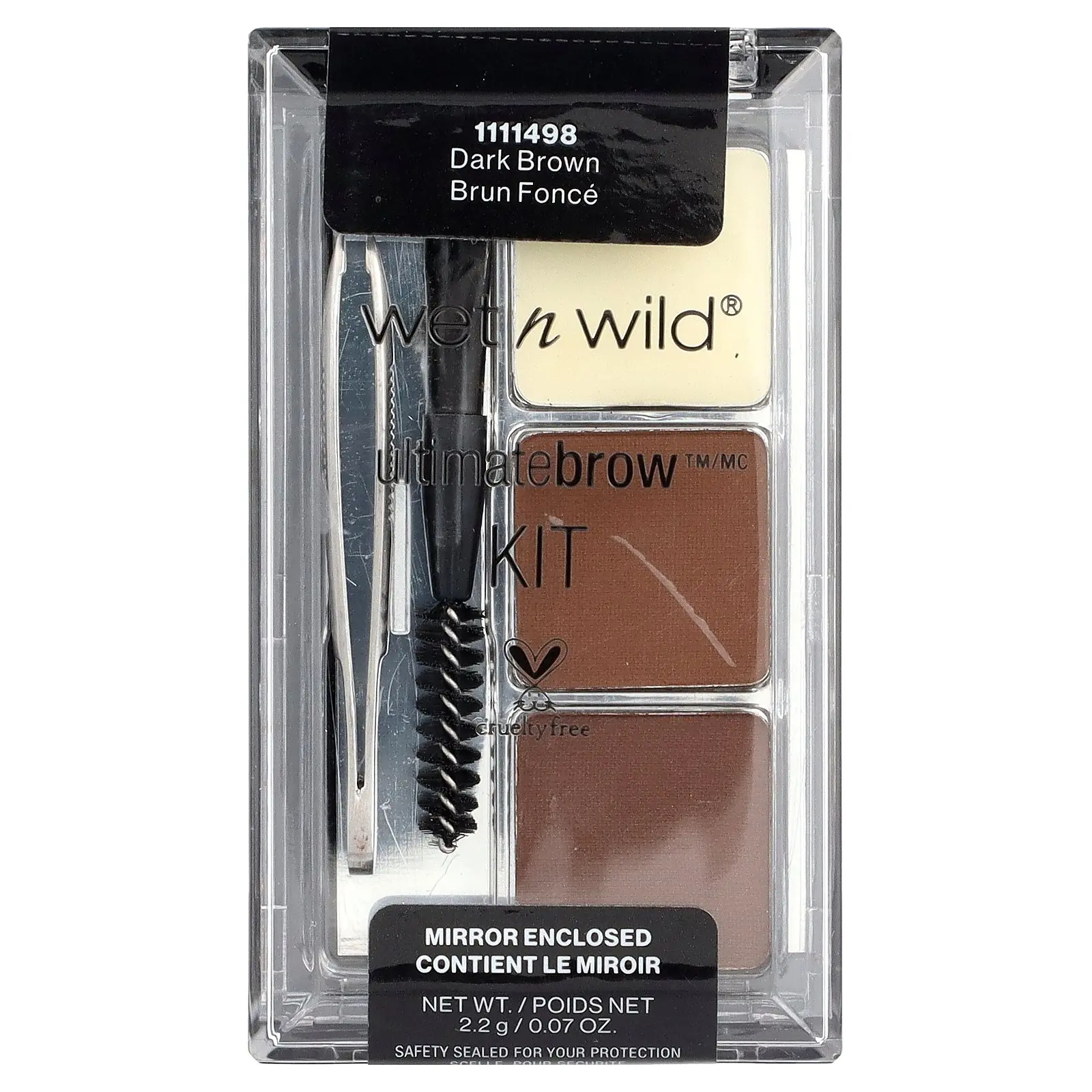 wet n wild Ultimate Brow Kit™ - Eyebrow Makeup Powder Cosmetic, Shade 1111498 Dark Brown, 0.07 oz (2.2 g)