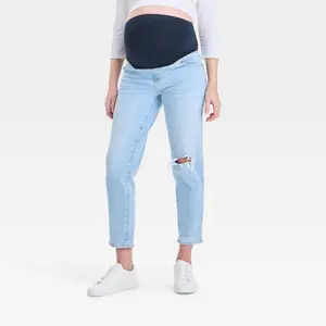 High-Rise Over The Belly 80's Slim Straight Denim Maternity Pants - Isabel Maternity by Ingrid & Isabel