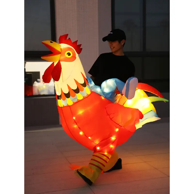Men's Inflatable Rooster Costume - Party Costume, Loose Fit, Suitable for Halloween and Spring Festival Decorations, Adult Size, Inflatable Halloween Costume, Festival Celebration Costume
