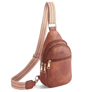 Telena Sling Bag for Women Crossbody Fanny Packs for Women Leather Sling Chest Bag with Adjustable Strap Sling Purse