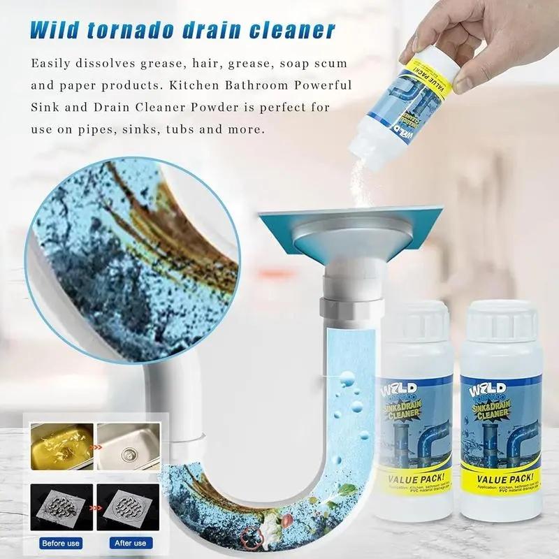 2PCS Pipe Dredging Agent for Kitchen and Toilet Pipelines,Dissolves 200+ Blockages and Kills 99% of Bacteria.