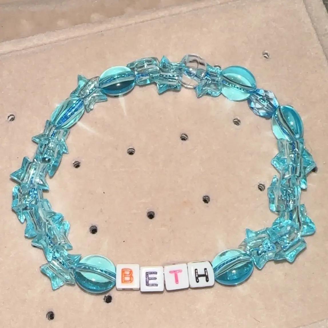 Beautiful Turquoise stretchy Name Bracelet