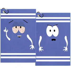 Cartoon Pattern Golf Towel, 1 Set Reversible Microfiber Golf Towel with Aliuminum Clip, Golf Accessories for Men & Women, Golf Gift, Golf Gift Accessory