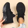Women's Fashion Lace-Up Solid Color Sneakers, Casual Comfortable Sports Low Top Mesh Fabric Sneakers, Thick Sole Sneakers, Athletic Breathable Walking Sneakers, Trendy Shoes for Daily Wear, Casual Sneaker Trainer, Everyday Casual Sneakers