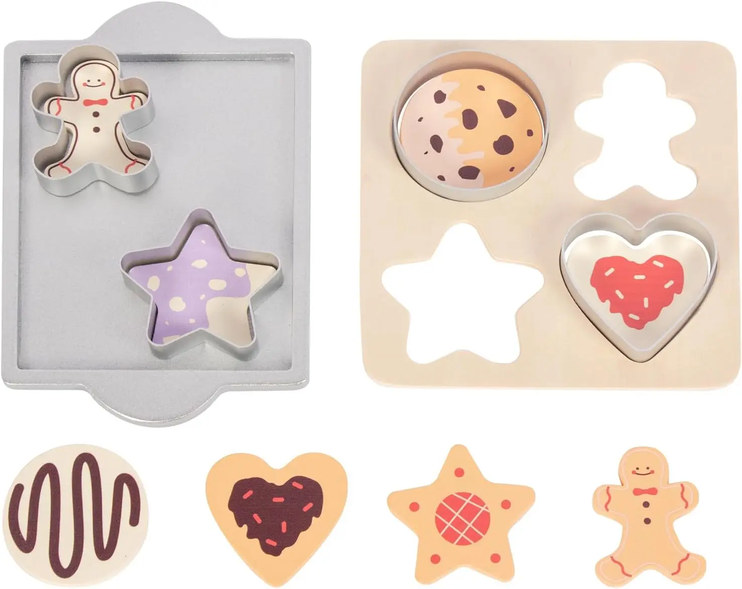 Halloween Fall Gift Wooden Gingerbread Cookie Baking Set, Play Food Sets for Toddlers, Play Kitchen Accessories for 3+ Girls Boys Chrismas Gifts