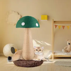 Cat Scratching Post Mushroom Cat Scratcher Cute Jute Scratching Post Durable Cat Tree Toy for Play & Claw Care No Assembly Needed