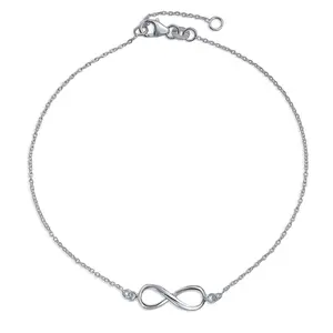 Delicate Romantic Love Knot Infinity Anklet Charm Ankle Bracelet .925 Sterling Silver Adjustable