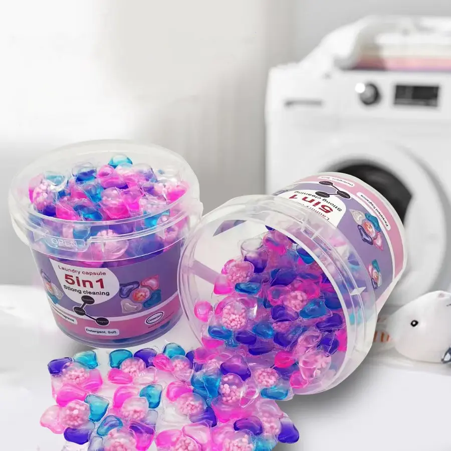5-In-1 Household Laundry Detergent Capsules, Washing Capsules, Laundry Detergent Beads, Laundry Detergent Pods, Colorful, Long-Lasting Scent, Easy Clean, Suitable for Dorms & Apartments, Essential Laundry Supplies